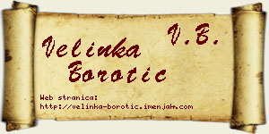 Velinka Borotić vizit kartica